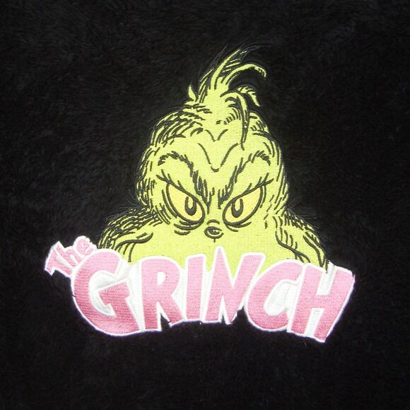 The Grinch Embroidered Black Plush Fleece Unisex Pullover - Picture 8 of 9